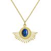 Geometrischer Fächer Naturstein Titanstahl Ohrstecker Damen Nische High-End Halskette Edelstahl Schmuck Zweiteiliges Set
