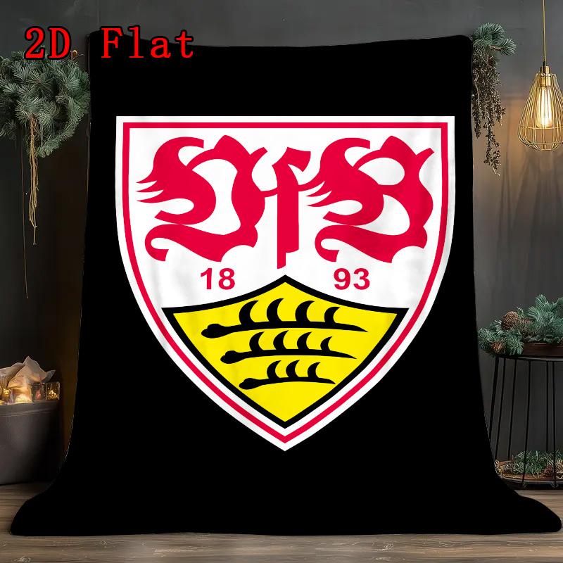 VfB Stuttgart 2D Flat Pattern Flannel Blanket High quality All Seasons Warmth and Comfort Perfect for Christmas Gifts.