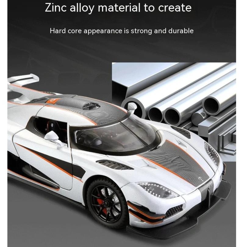 1/24 Scale Koenigsegg One Collectible Ornament with Sound, Light, and Feedback Function , Alloy Sports Car Toy Gift for Boys