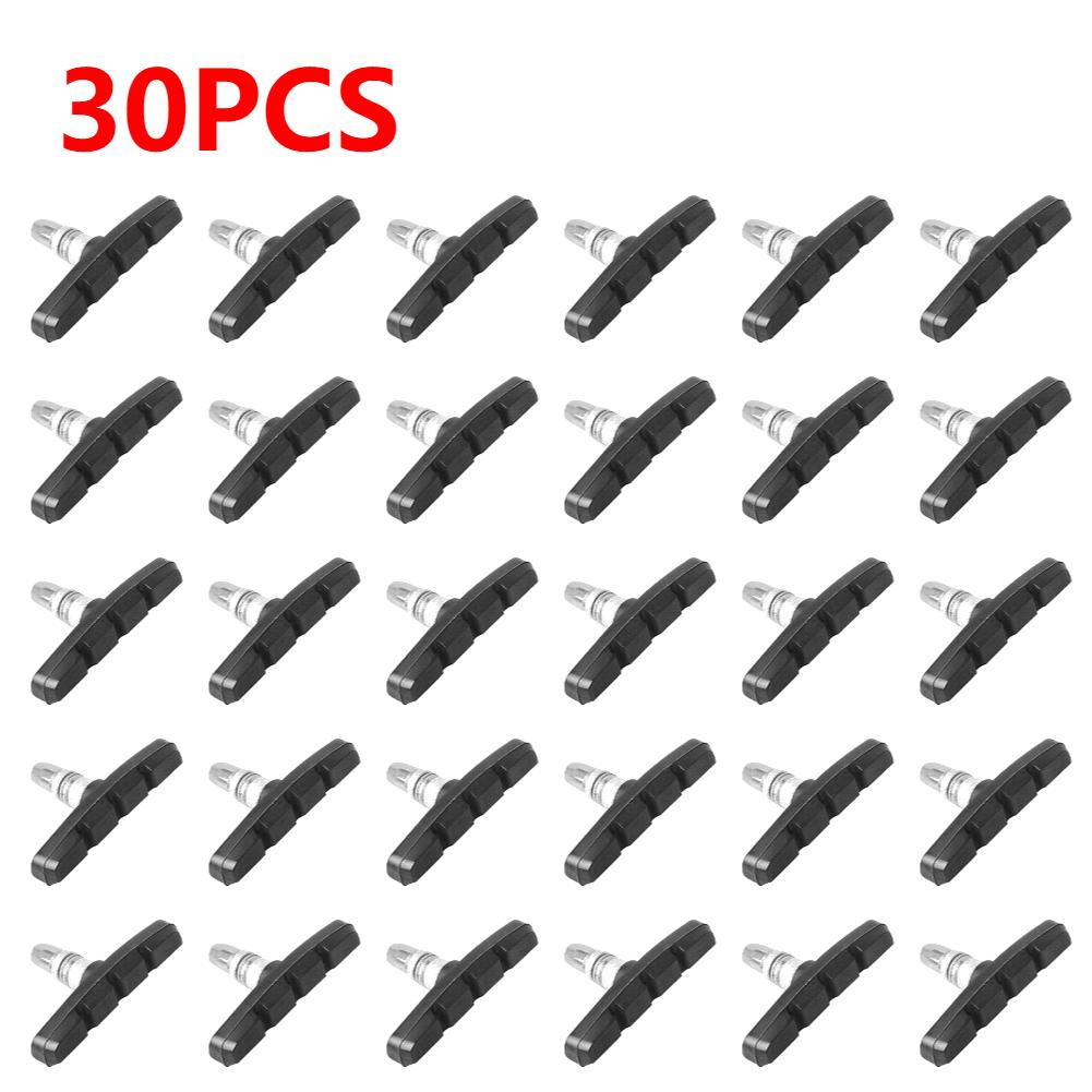 1-30PCS MTB Road Bicycle Silent Brake Pads Cycling V Brake Holder Pads Shoes Rubber Blocks Durable Riding Cycling Accessories