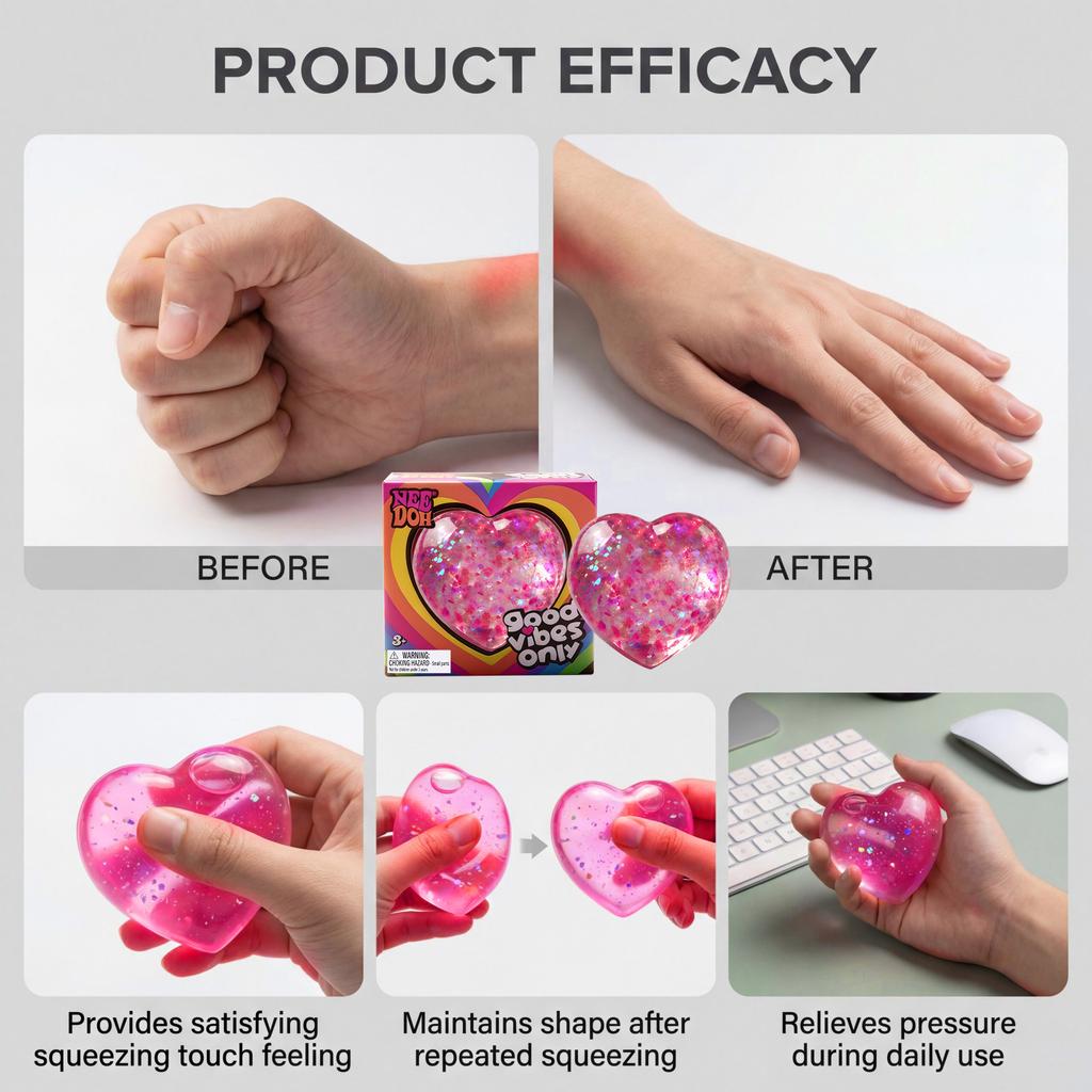 Heart for Stress Relief, Fun Sensory Stress Balls for Relax and Focus for Office and Classroom
