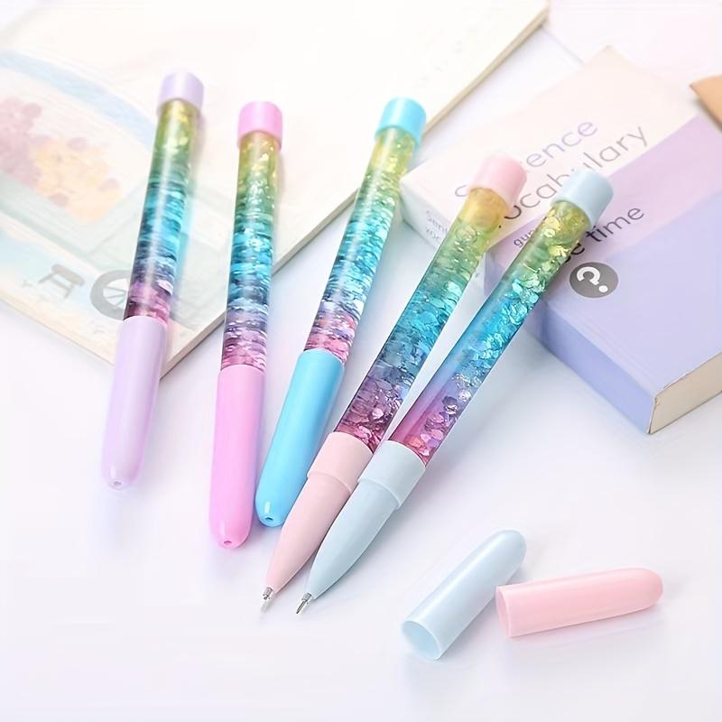 20 PCS Glitter Quicksand Gel Pens Fine Point 0.5mm Black Office Water-based Signature Pen Back School Beautiful Stationery Gift To Friend