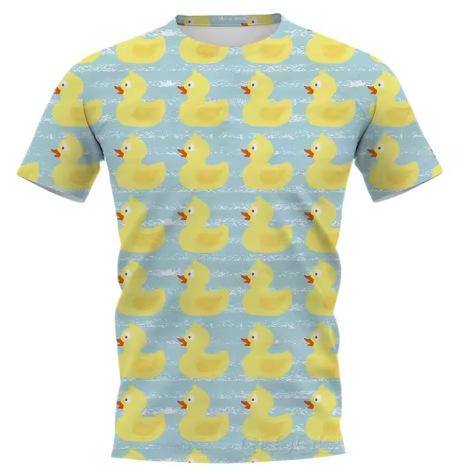Cartoon yellow duck T-shirt 3D printing T-shirt men's and women's T-shirt short-sleeved street trend crew neck top Asian size