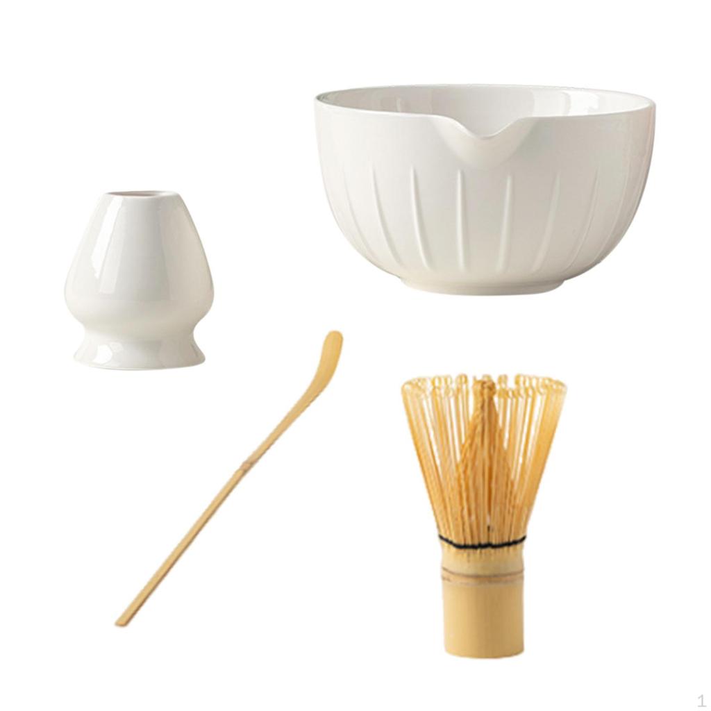 4-teiliges Matcha-Set Schale mit Ausguss Tee