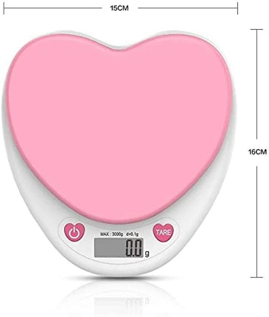 Digital Scale with Tare Function, Compact and Precision Electronic Balance for Kitchen Use, Cooking, Baking, etc. (Pink)
