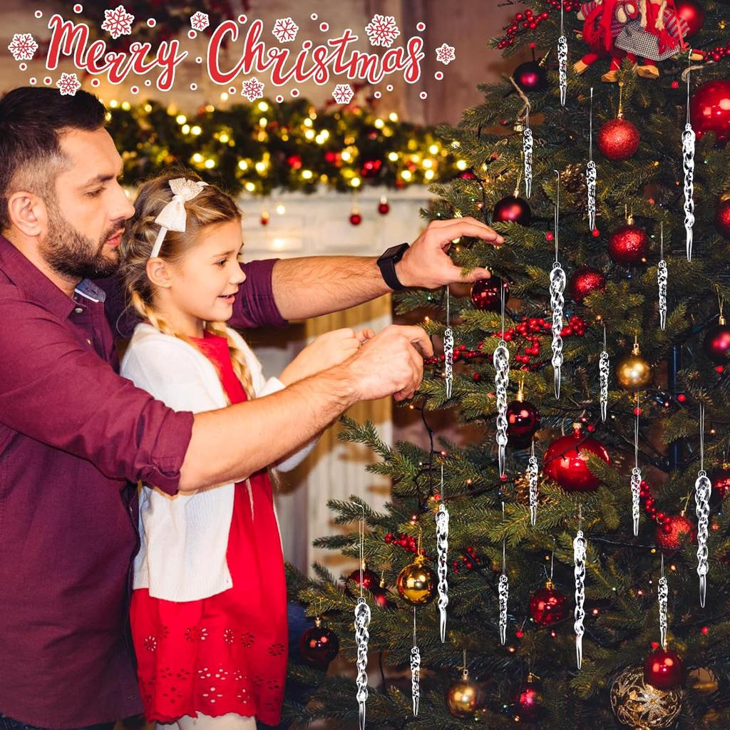 Christmas Clear Icicle Hanging Pendants for Xmas Tree Transparent Simulation Icicles New Year Party Home Decor Holiday Ornaments