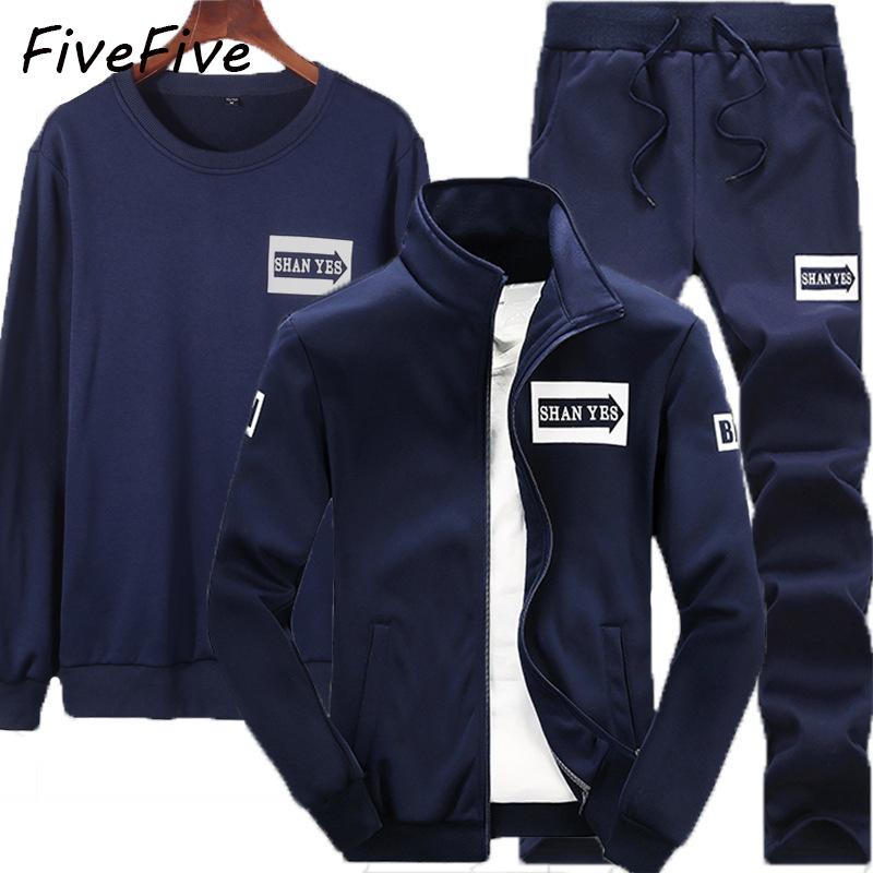 FiveFive Men's Fashion Tracksuits Sport Suits Jacket Sweatshirt and Sweatpants Three Piece Set