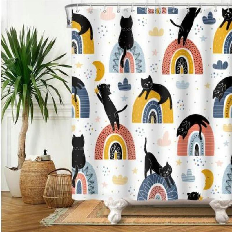 Funny Animal Shower Curtains Bath Courtain Decor Cute Cartoon Cat Dog Sea Turtle Fish 3d Kid Creative Bathroom Accessories Set