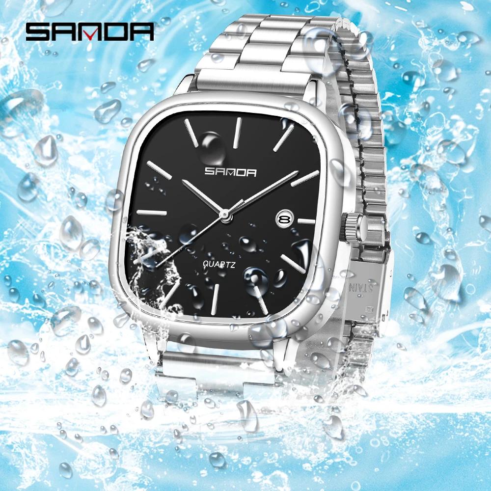 Sanda Couple Quartz Watch Men's and Women's Square Watch 3ATM Waterproof Calendar Simple and Elegant Women's Watch3278.3277