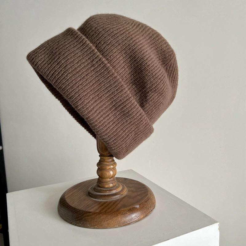 Mary Korean High-quality Wool Big Head Circumference High Elastic Wool Hat, Women's Autumn and Winter Face Small Knitted Hat