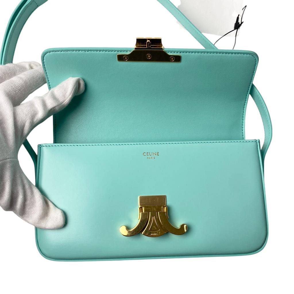 Used CELINEShoulder Bag Emerald Green Leather Women