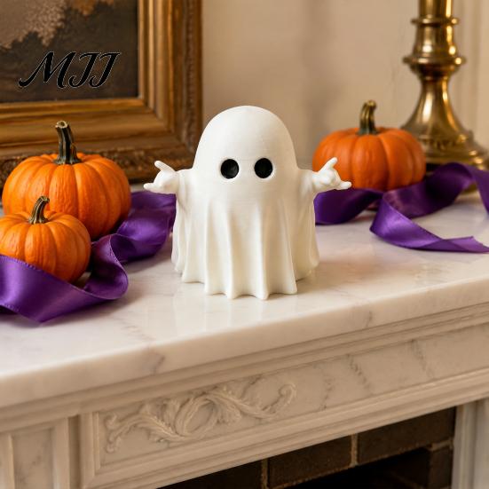 Ghost Gift for Halloween Figurine, 3D Printed Cute Rock Statue, Small Flat Surface Decor Funny Coffee Table Centerpieces Shelf Mantel Ornaments