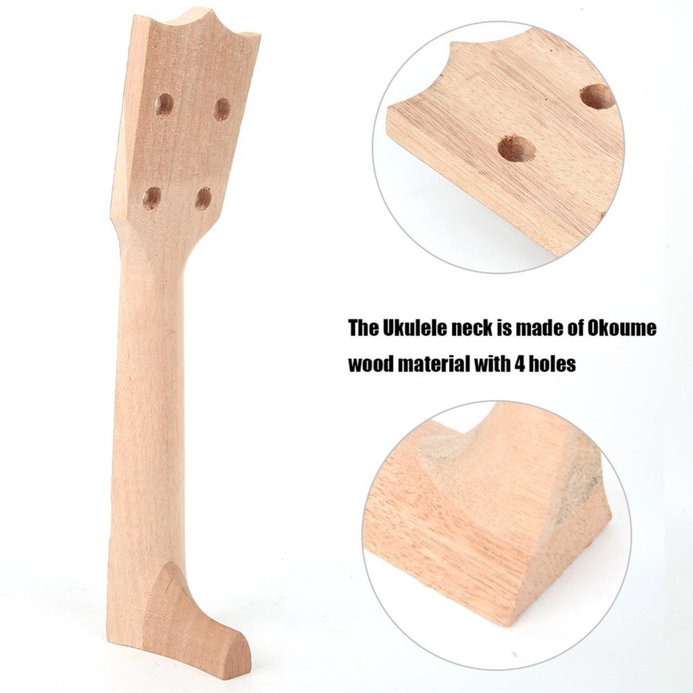 Wooden Color Ukulele Fretboard 21in 23in Ukulele Replacement Neck Ukulele Neck Set Concert Ukulele