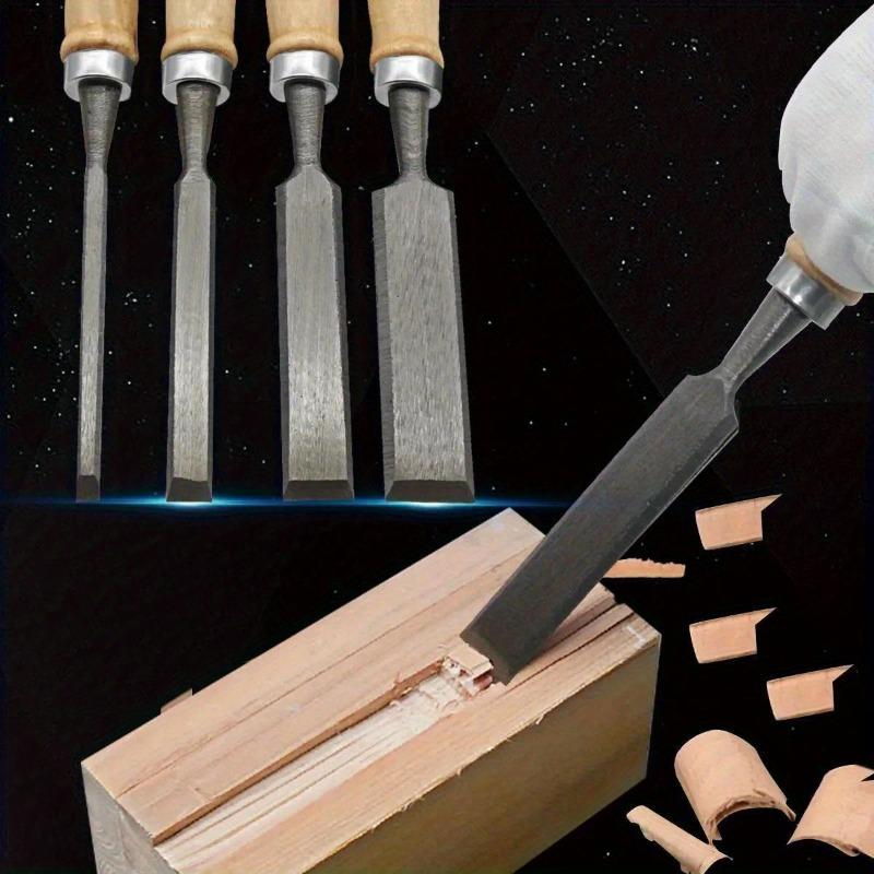 1set Including 4pcs 8/12/16/20mm Comfortable Beech Handle Wood Chisel with Wood Handles - Ergonomic Wood Carving Tools DIY