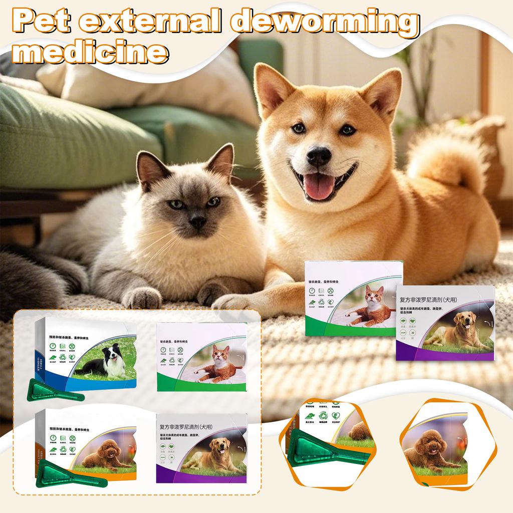 3-pack (total 1.5ml) Topical Antiparasitic Medication For Treating And Preventing Flea And Tick Infections In Cats And Dogs