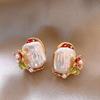 Monet Garten Diamantbesetzte Perlenblumen-Ohrringe - Vintage, High-End Silbernadel Luxus für Frauen