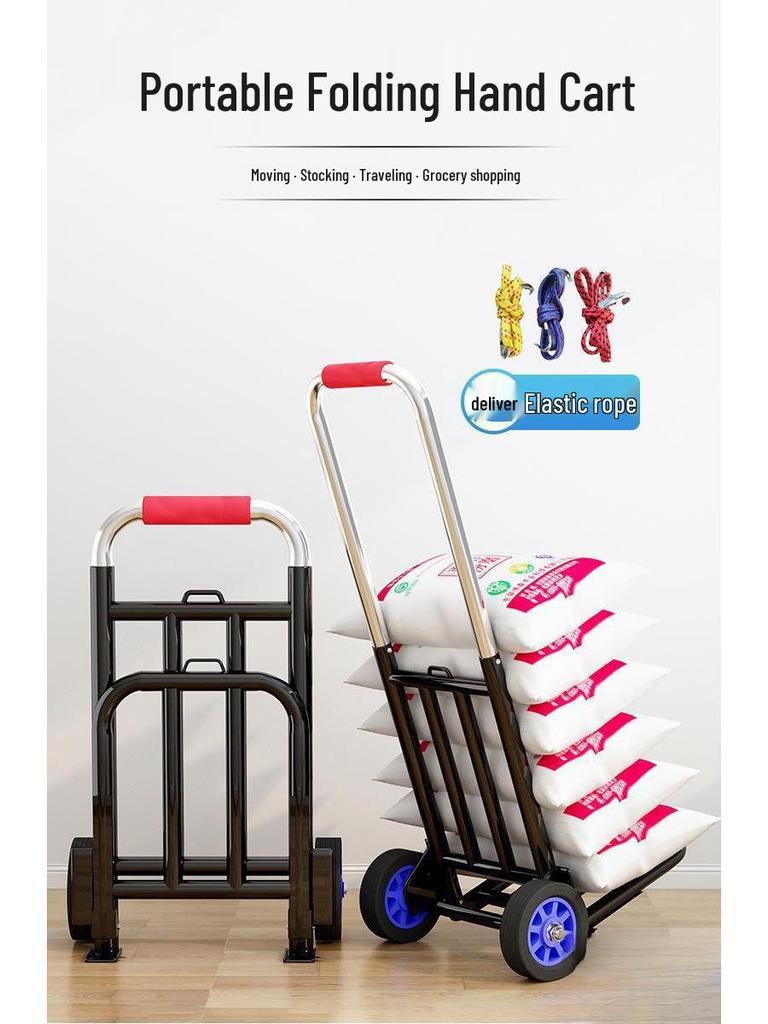 Carrinho de Mão Dobrável: Carrinho de Bagagem Portátil e com Suporte de Carga para Compras e Mercearia