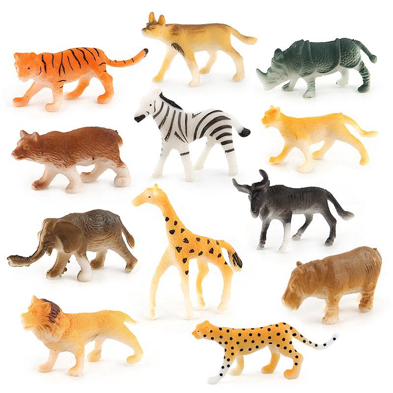 Product 12 Mini Animal World Model Doll Toy Static Ornament Vinyl Doll Forest Animal