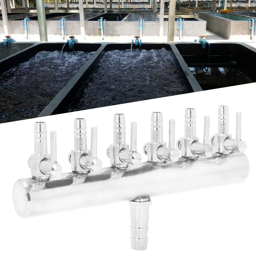 Stainless Steel Aquarium Valve 6-Way Fish Tank Valve Durable Air Flow Valve Fish Tank