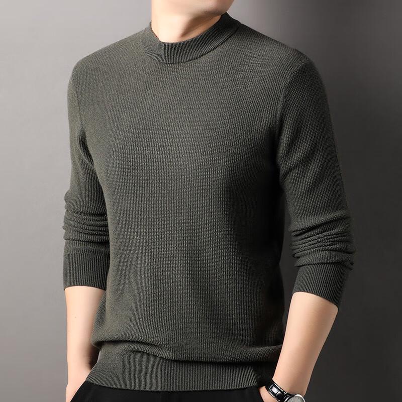 Hengyuanxiang Men's Cashmere Blend Striped Round Neck Sweater