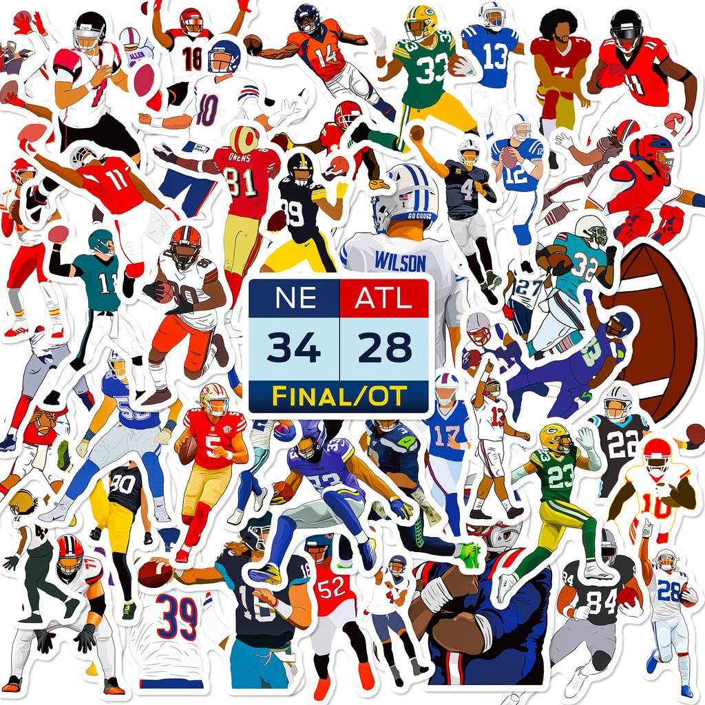 50 Rugby Stickers Outdoor Sports Ball Classic Action Stickers Skateboard Luggage Football Stickers