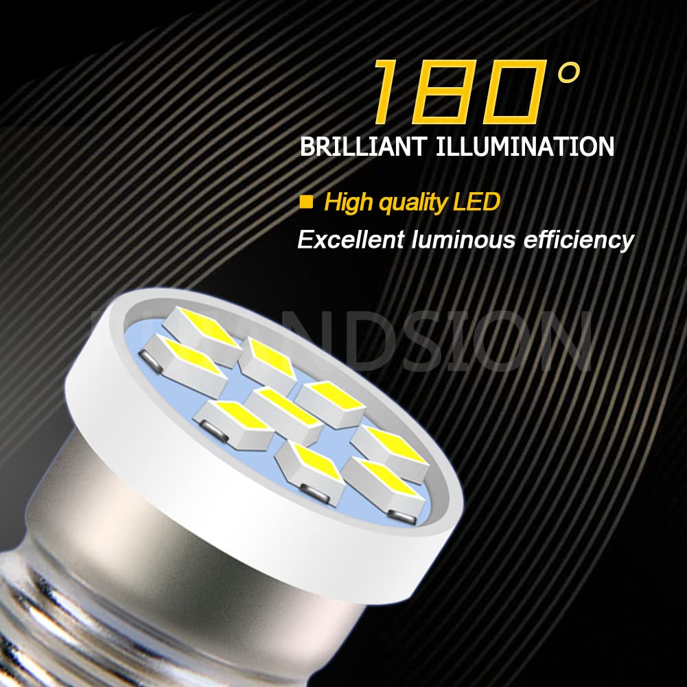 Ruiansion E10 LED Flashlight Bulb 3V White 2016 9SMD, Negative Grounding (4 bulbs per pack)