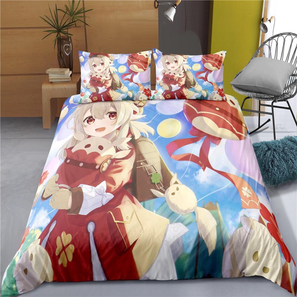 Anime Genshin Impact Bedding Set For girls and boys Sangonomiya Kokomi Duvet Cover Home Textile Quilt Covers Single Twin King