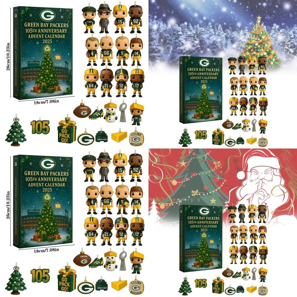 Green Bay Packers Jubiläums-Adventskalender Acryl Weihnachtsdeko Geschenk für Sportfans