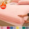 Warm Fluffy Flannel Fitted Sheet Elastic Mattress Cover Winter Coral Fleece Bedspreads 2people Luxury Double Bed Bedsheet