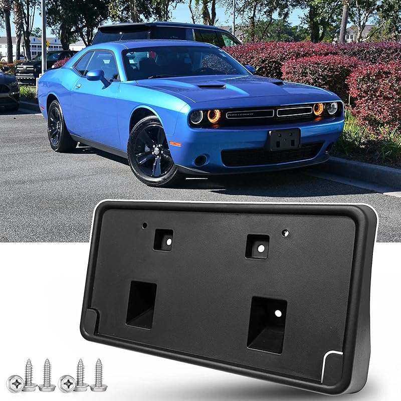 Front License Plate Frame for Dodge Challenger 2015- (Not Fit Widebody Models) Front Bumper License Plate Holder Mounting Bracket Cover Replace # for Non Widebody Challeng