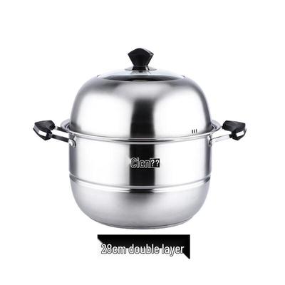 ZISIZ 28cm Edelstahl doppelwandiger Dampfgarer Topf