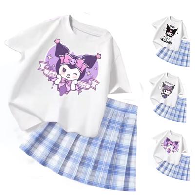 Girls' Set Short Seeved Top Pleated Skirt Two-piece Set