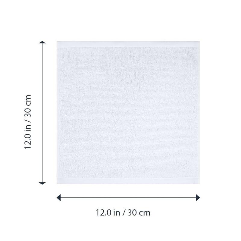 Basics White Cotton Square Towel 100% Cotton Face Towel 30 X 30cm, Soft Small Towel Handkerchief for Hand, Kitchen and Cleaning