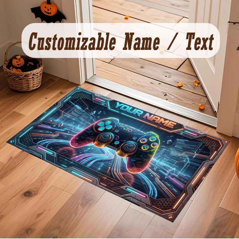 Tapis de sol en velours cristal Thème Cyberpunk Urbain Nom Personnalisé Texte Tapis Chaud Décoration de Maison