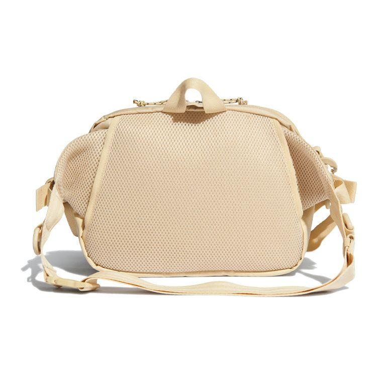 Adidas Originals New Solid Color Multi-Functional Multi-Pocket Casual Trend Sports Polyester Shoulder Crossbody Waist Bag Unisex Bags Beige HE9717