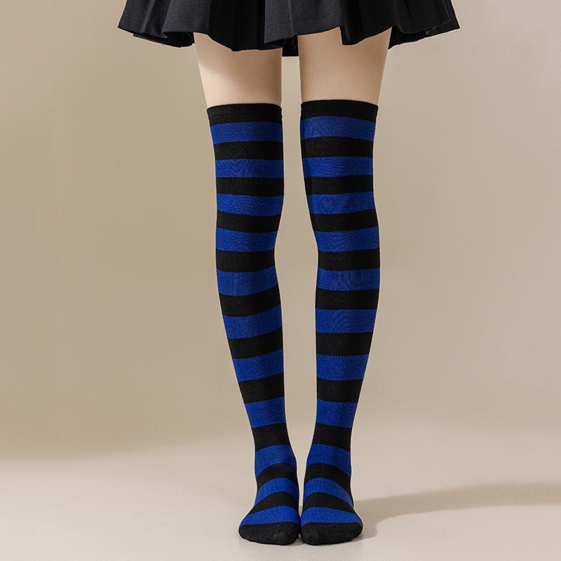 Damen Overknee Socken mit Kreuzstreifen für Halloween, Weihnachten, Karneval, Tanz und Japanische Festivals