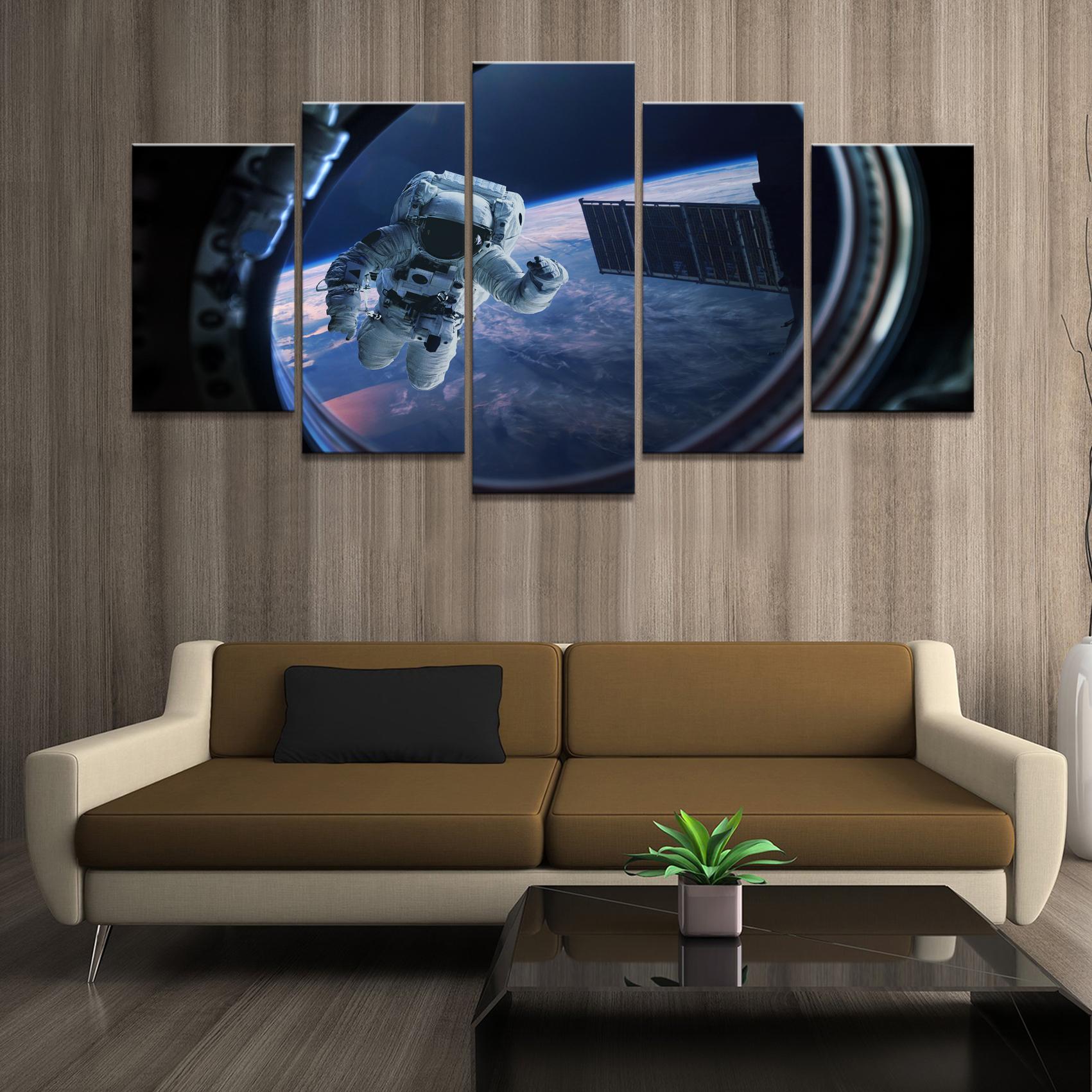 

Плакат для домашнего декора, HD-изображения, принты на холсте, 5 шт., модульные космонавты в космосе, художественная декоративная живопись для гостиной, без рамки