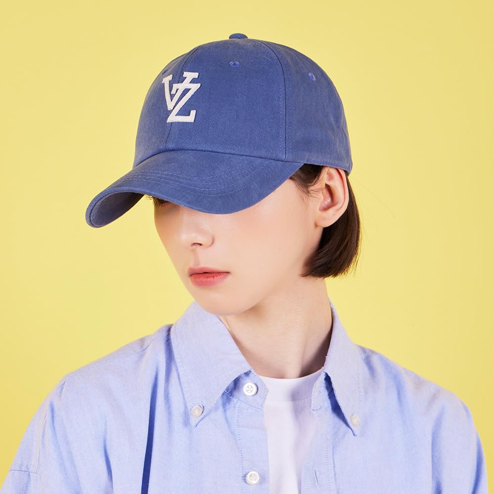 Monogram Applique Over Fit Washing Ball Cap Navy [VARZAR]