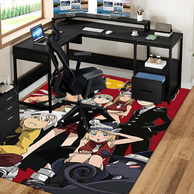 1pc Soul Eater Maka & Soul Anime Cartoon Design Office Chair Mat Non-Slip Carpet for Home Decor, Gaming Room, Living Room, Bedroom, Seasonal Gift.T079