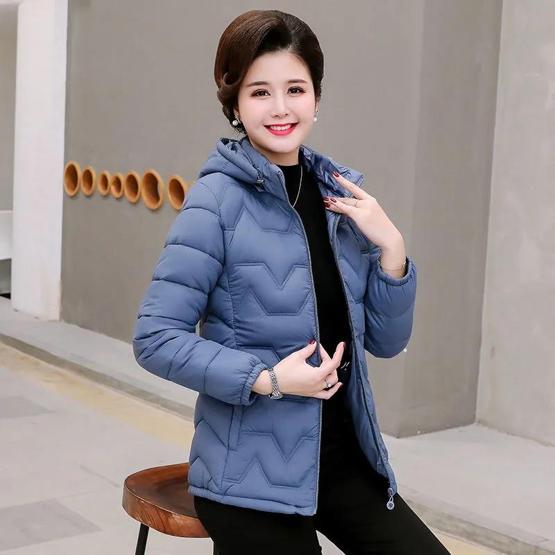 

Зимняя легкая куртка из хлопка-пуховика, однотонная, утолщенная, короткая, с капюшоном, куртка из хлопка-пуховика для женщин XXL синий