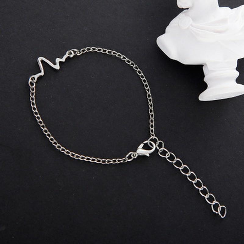 3 Pcs New Listing Fashion Personality Simple Design Heart Rate Electrocardiogram Chart Lightning Bracelet Couple Bracelet
