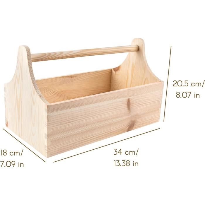 Petite boîte de rangement - CREATIVE DECO - 34 x 18 x 20,5 cm - Bois de pin naturel - Mixte