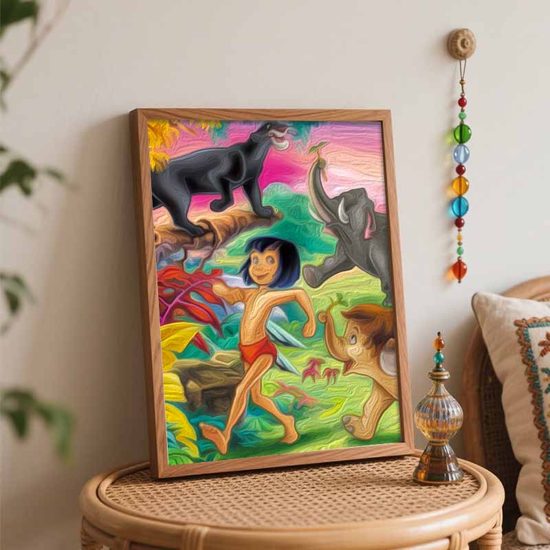 Disney Oil Painting Painting Art The Jungle Book Mowgli Baloo Bagheera Handmade Diy Painting Home Decoration Gift