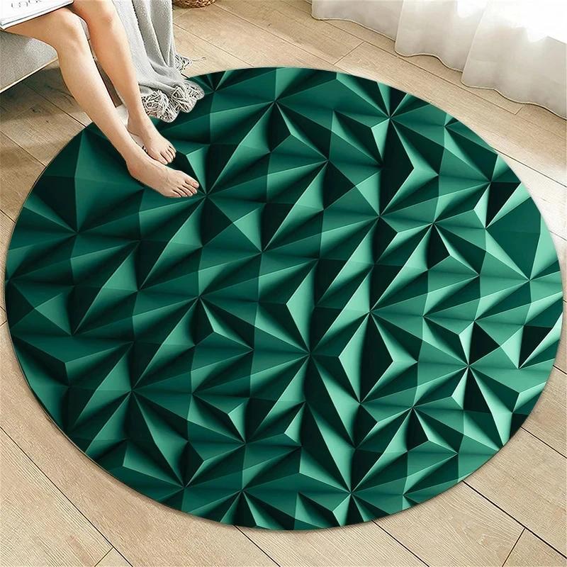 Psychedelische Illusion Runder Teppich Abstraktes Geometrisches Muster Teppiche für Wohnzimmer Schlafzimmer Sofa Dekor Rutschfeste Kreisbodenmatte