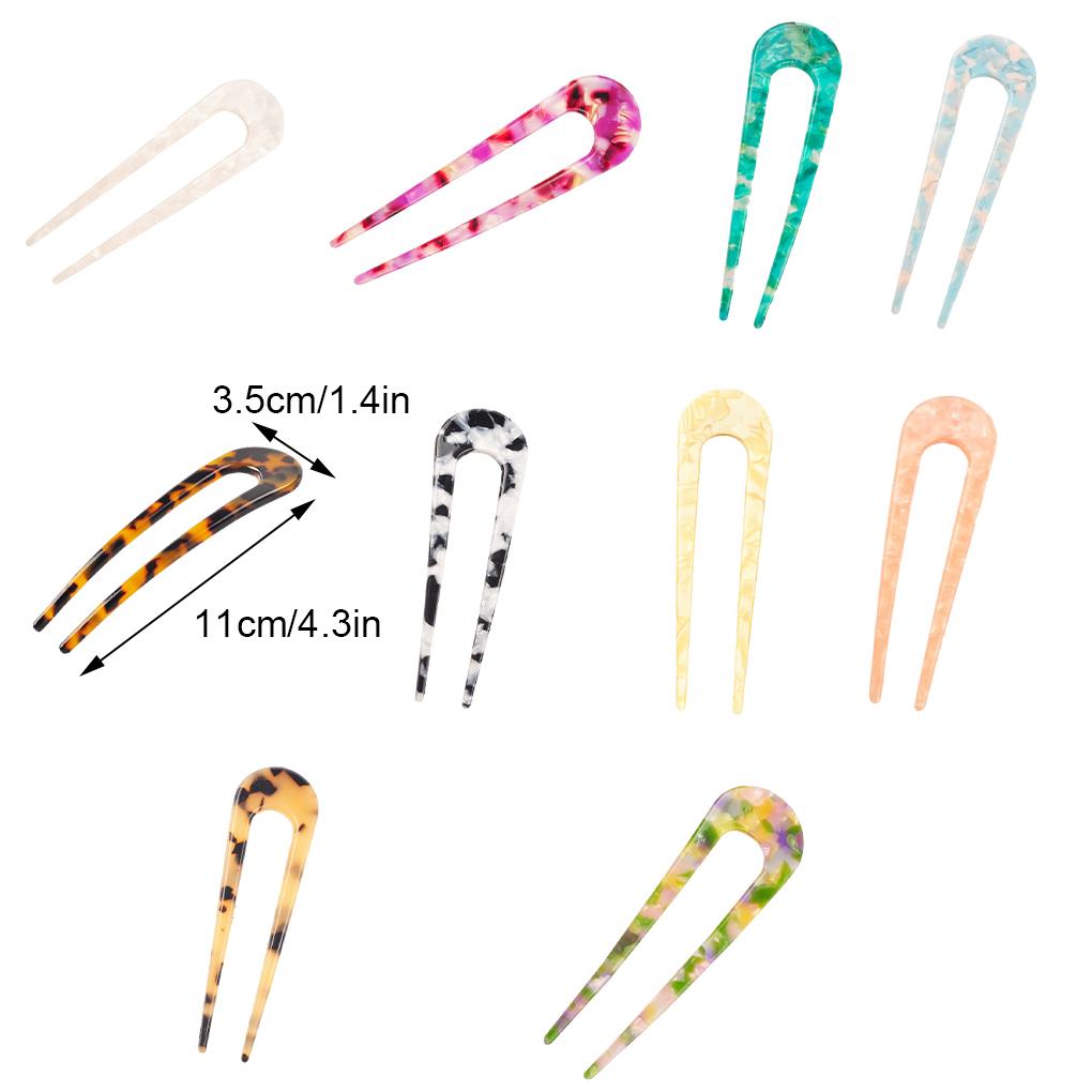Female Acetate U-Shape Hair Sticks Clip Hairpins Retro Gift Headwear for Girls Wedding Headband Daily-Wear Accessories