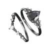 Graceful Black Cubic Zirconia Flower Rings Elegant Alloy Loop Jewelry Multiple Size Comfortable Wear