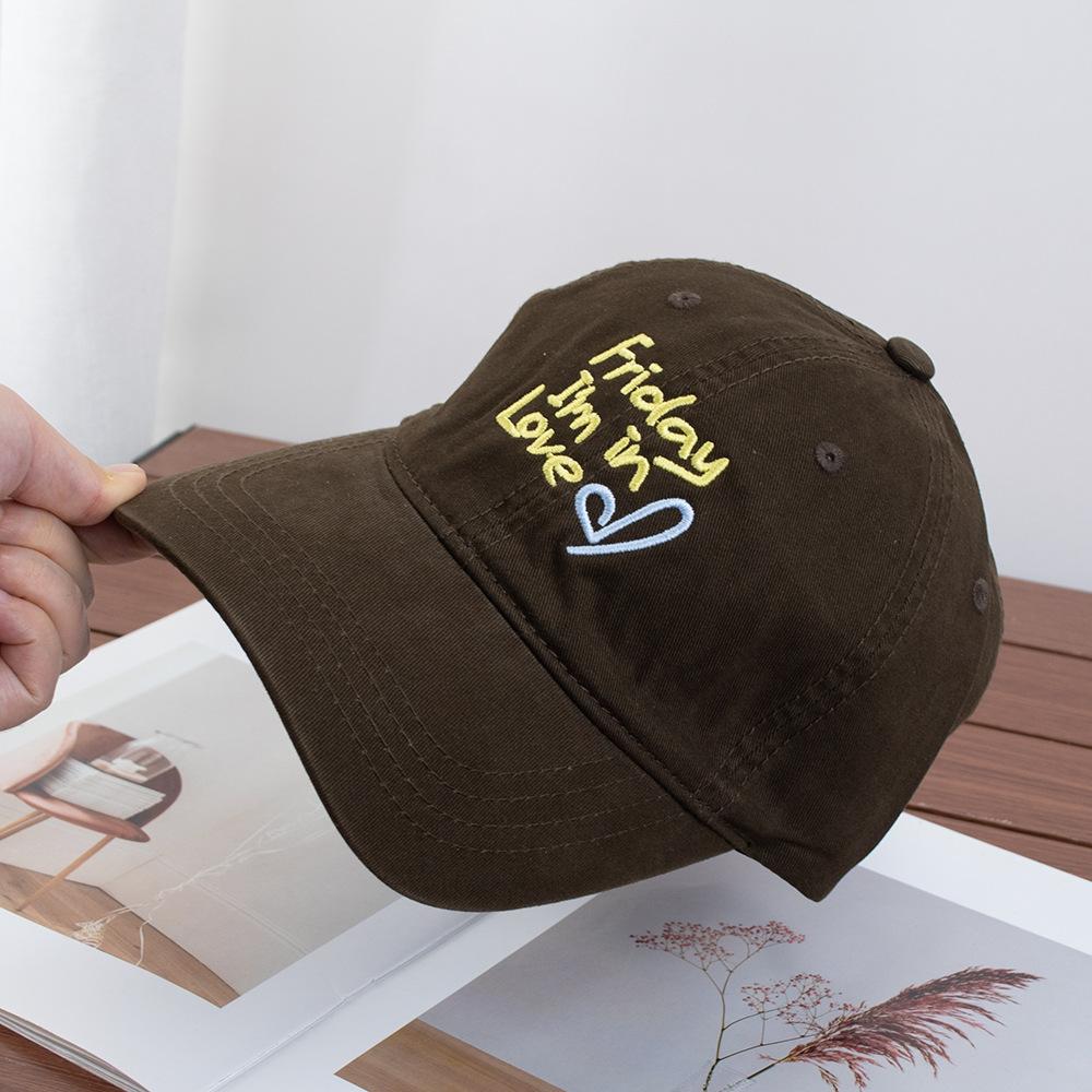 On Friday, I can again, baseball cap, small face, big head circumference, peaked cap, embroidery, love, simple casual sports cap.