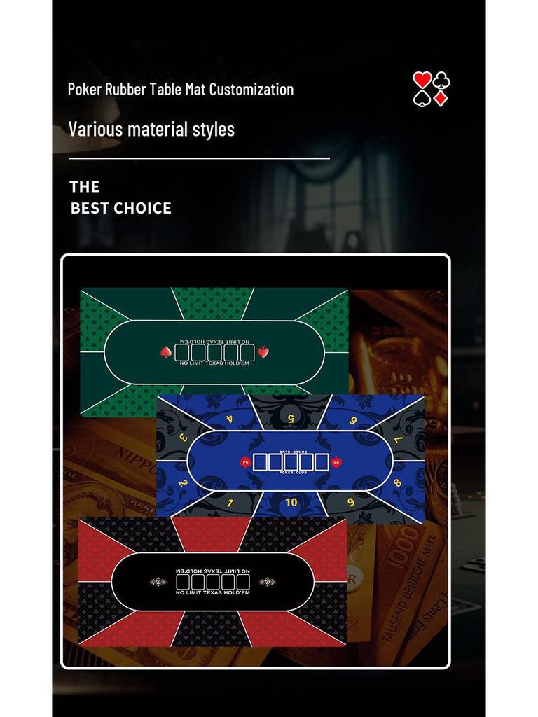 Texas Hold'em Silent Non-slip Poker Table Mat - Thickened Family Party Card Cloth, TikTok Style, Extra Large