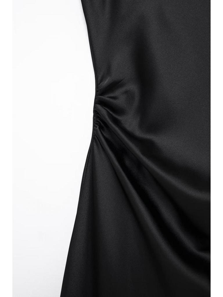 European & American Silk Satin Sleeveless Midi Dress for Women - Summer Collection