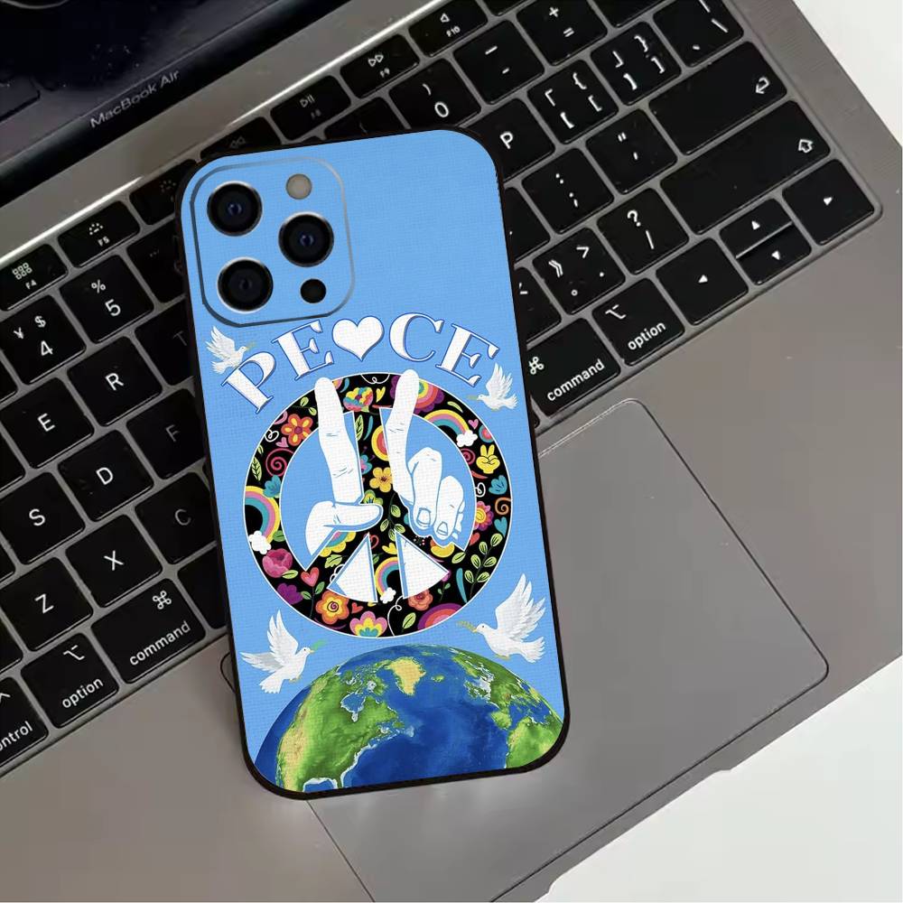 

World Peace Phone Case For iPhone 17,16,15,14,13,12,11 Plus,Pro Max,XS,Soft Silicone Black Cover iPhone13